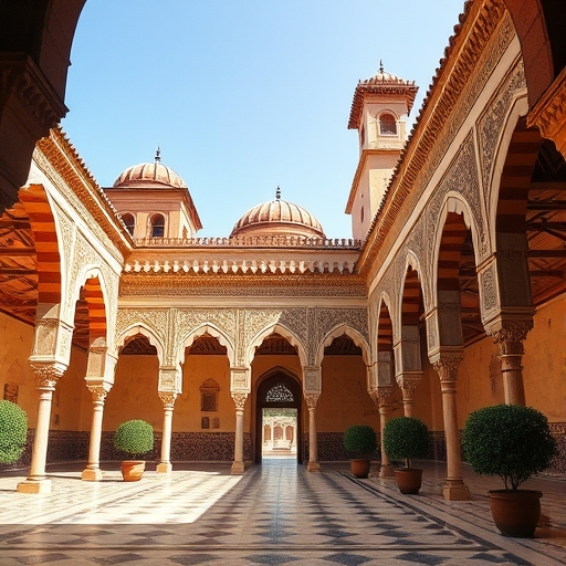 Moorish palaces in Spain, arches whispering of sultans.