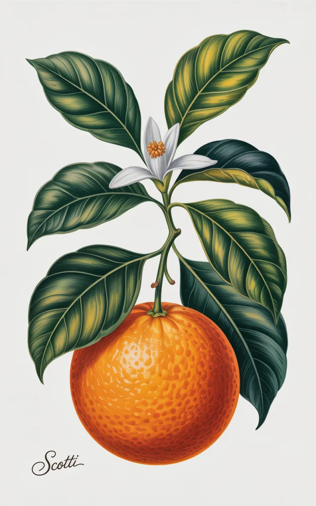 Ideogram Botanical Orange Illustration: v2a vs v2.0 vs v3.0 - v3.0 - Image 3