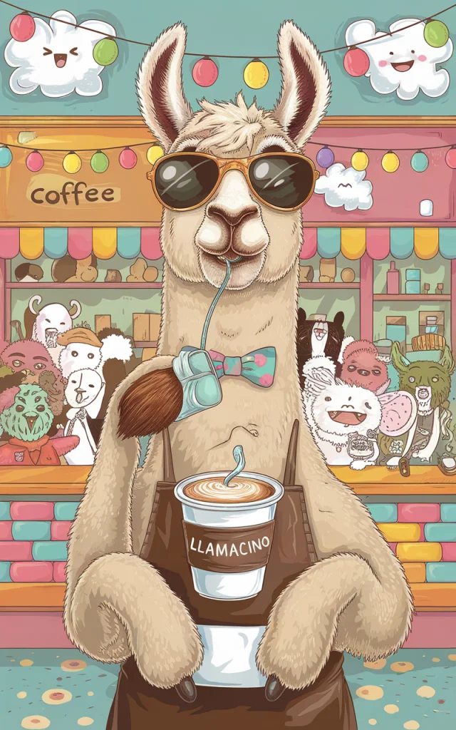 Ideogram v3 vs v2: Best Funny Llama Coffee Illustration? - v2.0 - Image 2