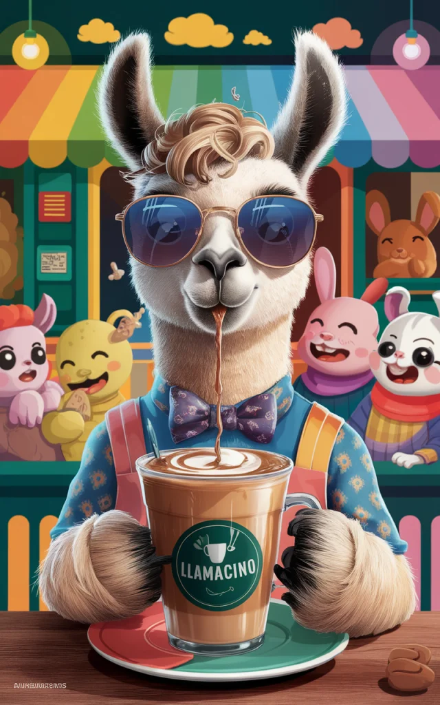 Ideogram v3 vs v2: Best Funny Llama Coffee Illustration? - v2.0 - Image 3