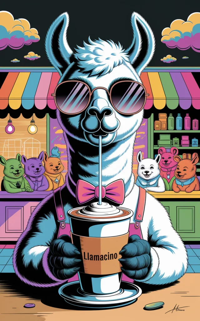 Ideogram v3 vs v2: Best Funny Llama Coffee Illustration? - v2a - Image 3