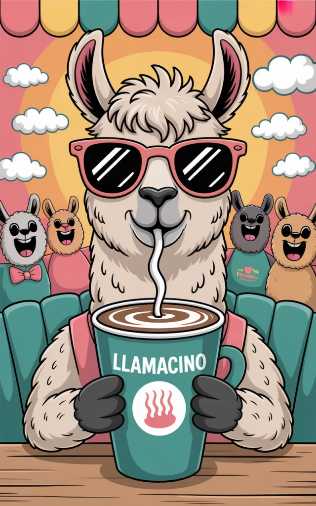 Ideogram v3 vs v2: Best Funny Llama Coffee Illustration? - v3.0 - Image 4