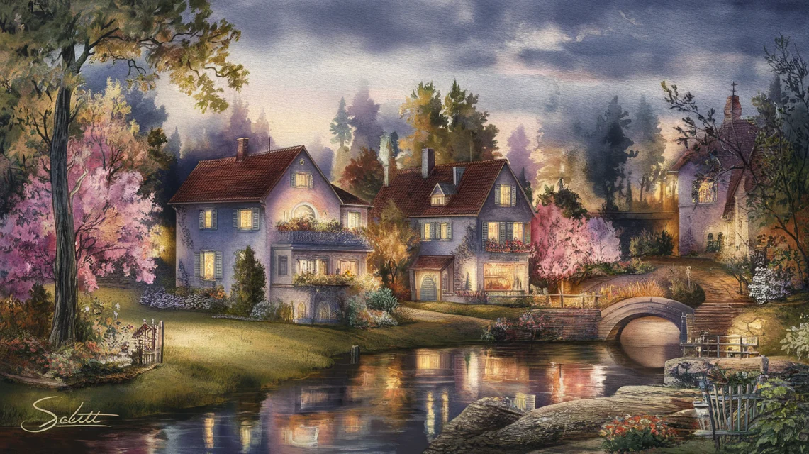 Ideogram: AI Thomas Kinkade Village Landscapes Compared - v2.0 - Image 3