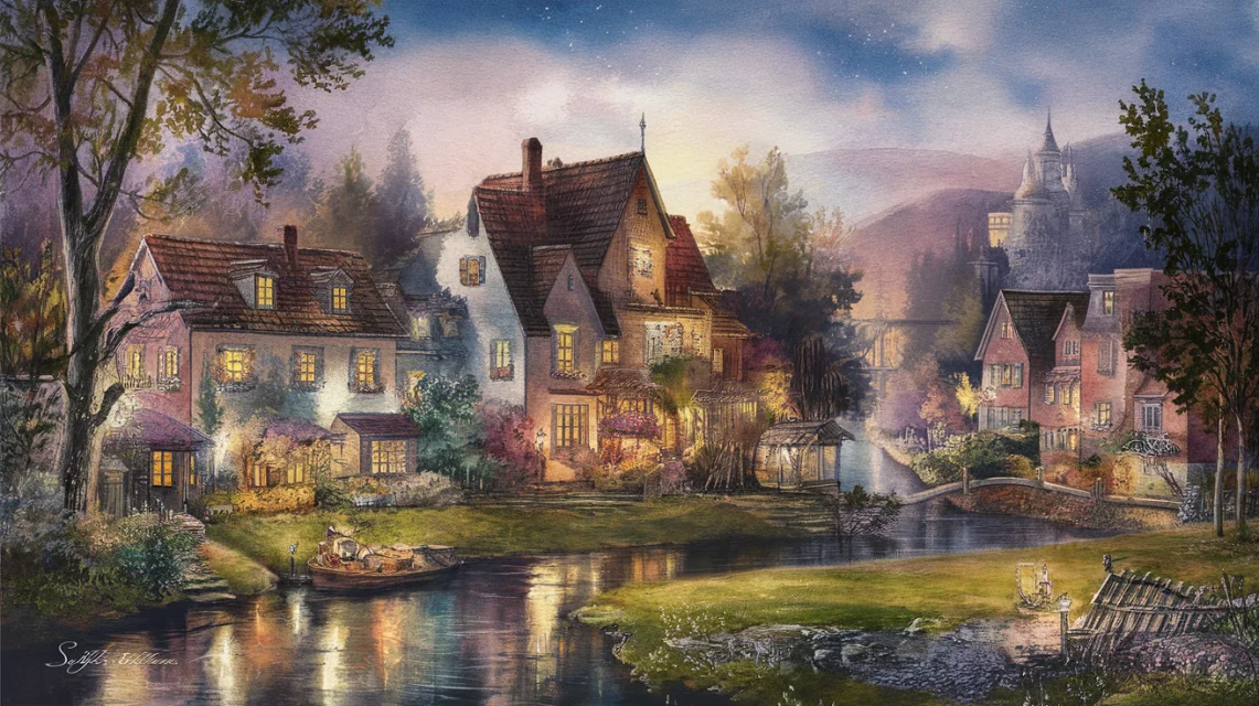 Ideogram: AI Thomas Kinkade Village Landscapes Compared - v2.0 - Image 2