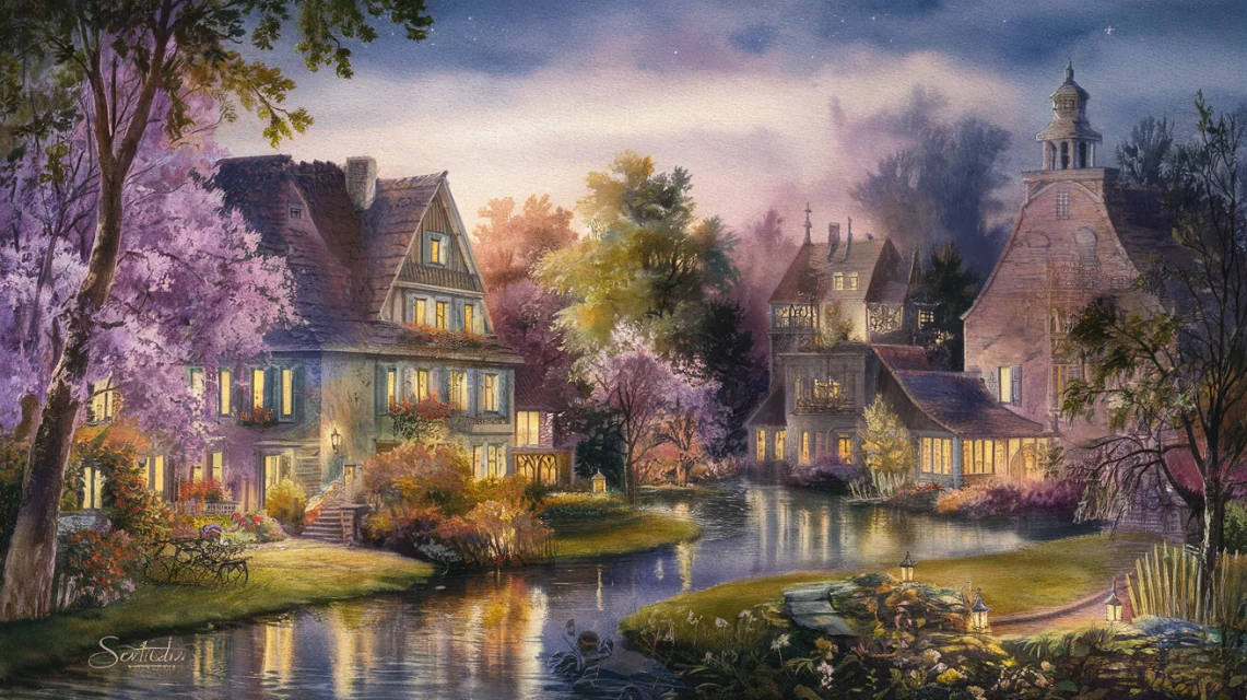 Ideogram: AI Thomas Kinkade Village Landscapes Compared - v2.0 - Image 4
