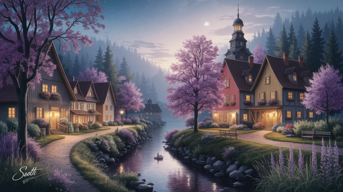 Ideogram: AI Thomas Kinkade Village Landscapes Compared - v2a - Image 2