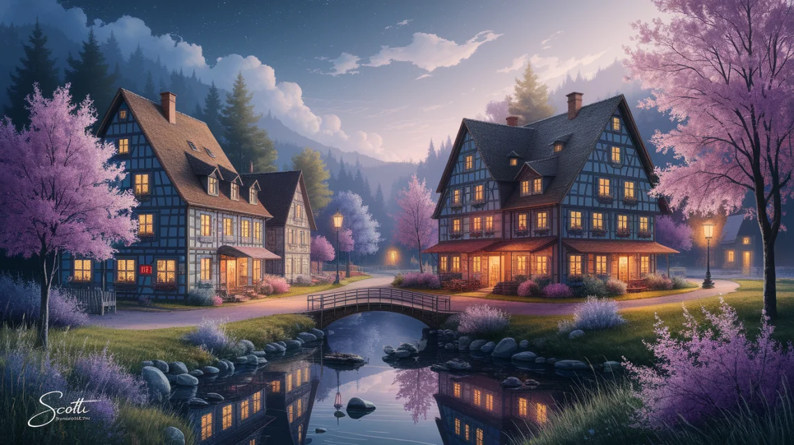 Ideogram: AI Thomas Kinkade Village Landscapes Compared - v2a - Image 1