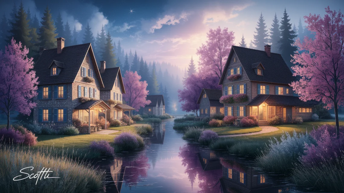 Ideogram: AI Thomas Kinkade Village Landscapes Compared - v2a - Image 4