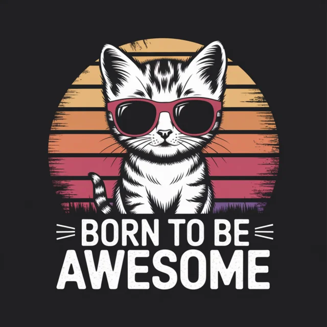 Awesome Kitten T-Shirt Design: Ideogram v2a, v2, v3 Compared - v2a - Image 2