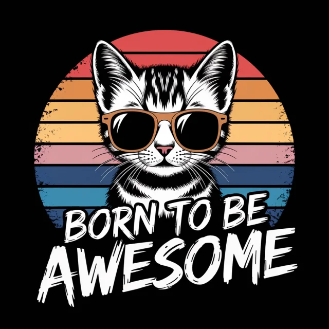 Awesome Kitten T-Shirt Design: Ideogram v2a, v2, v3 Compared - v2a - Image 3