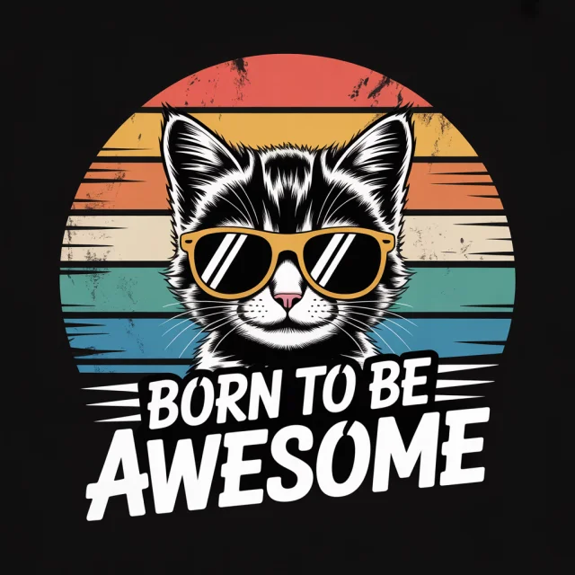 Awesome Kitten T-Shirt Design: Ideogram v2a, v2, v3 Compared - v3.0 - Image 2
