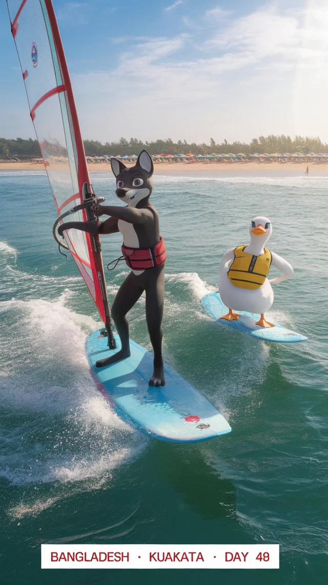 Ideogram Comic Art: Fox & Duck Windsurfing Test (v2a-v3) - v2.0 - Image 1