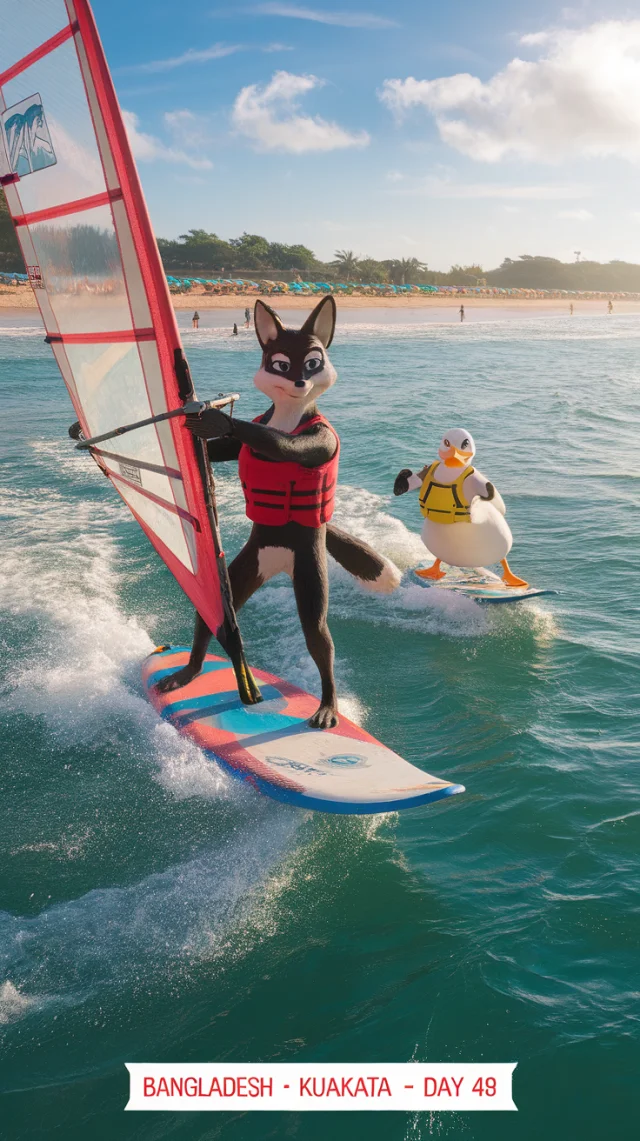 Ideogram Comic Art: Fox & Duck Windsurfing Test (v2a-v3) - v2.0 - Image 2