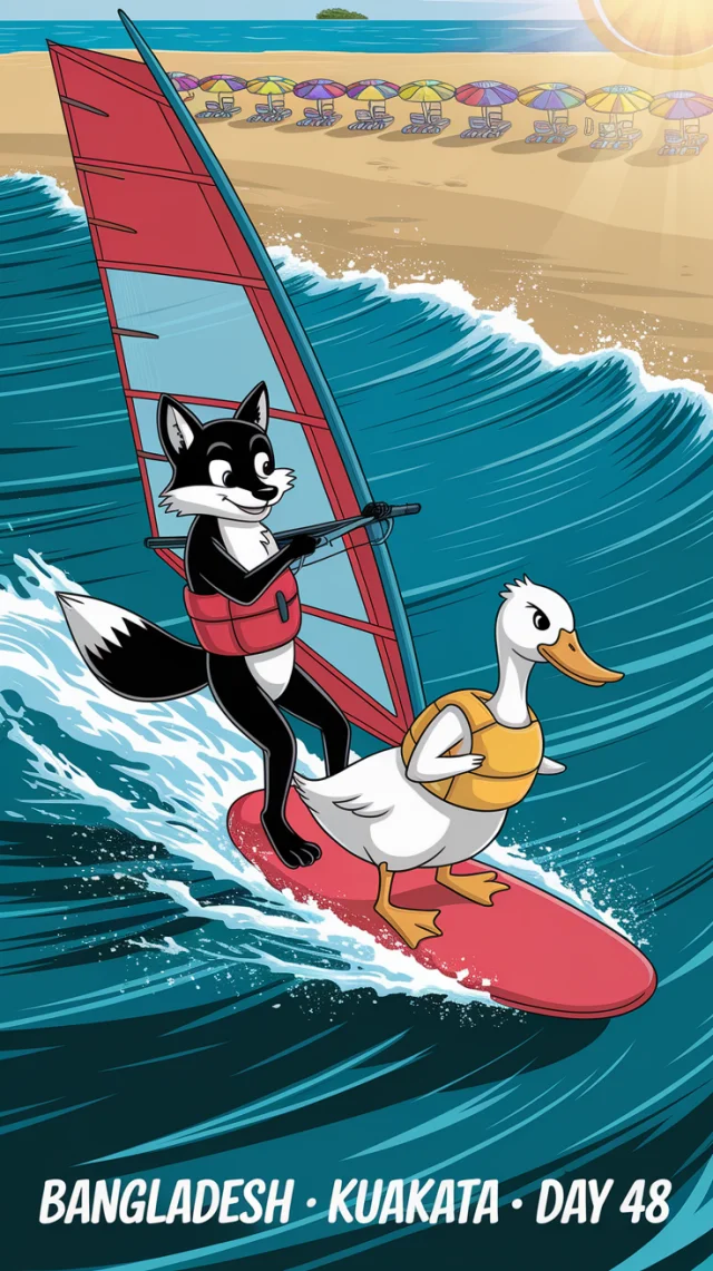Ideogram Comic Art: Fox & Duck Windsurfing Test (v2a-v3) - v2a - Image 2