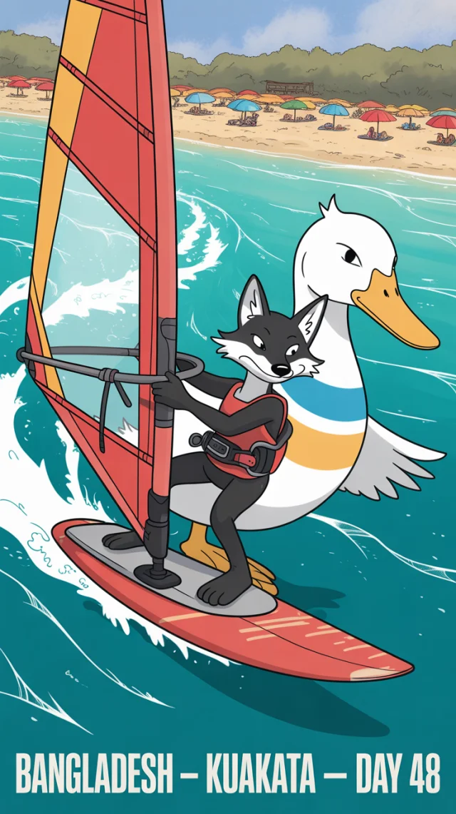 Ideogram Comic Art: Fox & Duck Windsurfing Test (v2a-v3) - v3.0 - Image 1