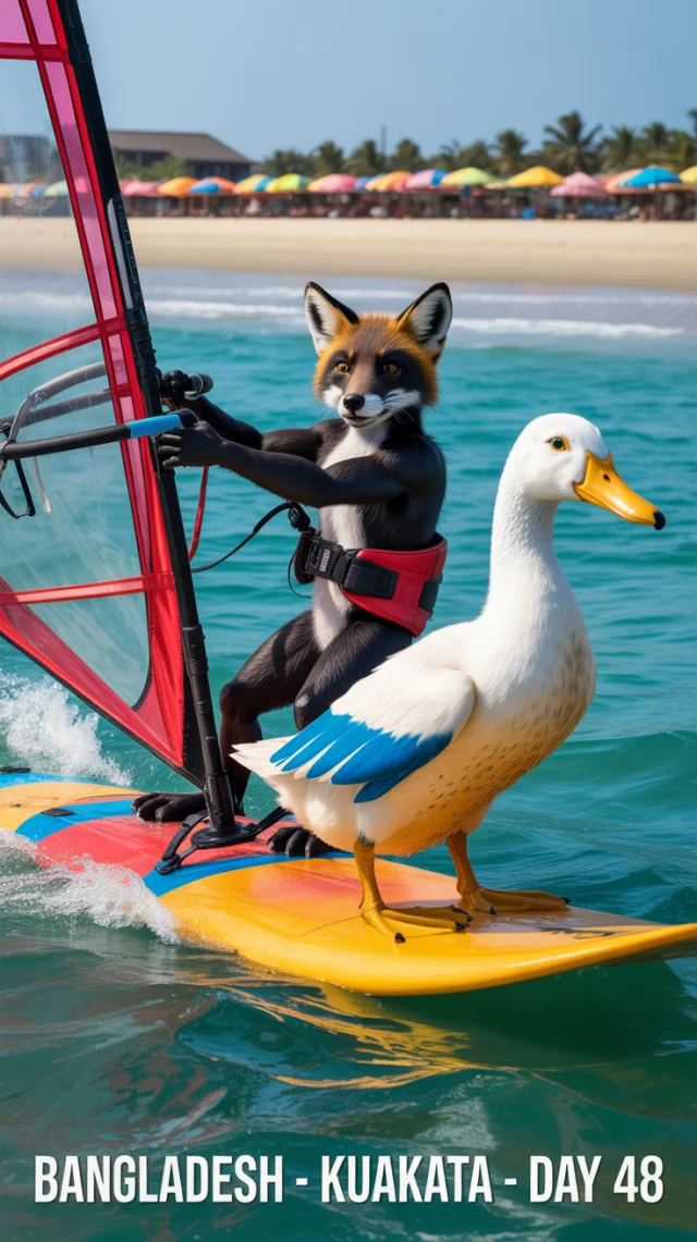Ideogram Comic Art: Fox & Duck Windsurfing Test (v2a-v3) - v3.0 - Image 3