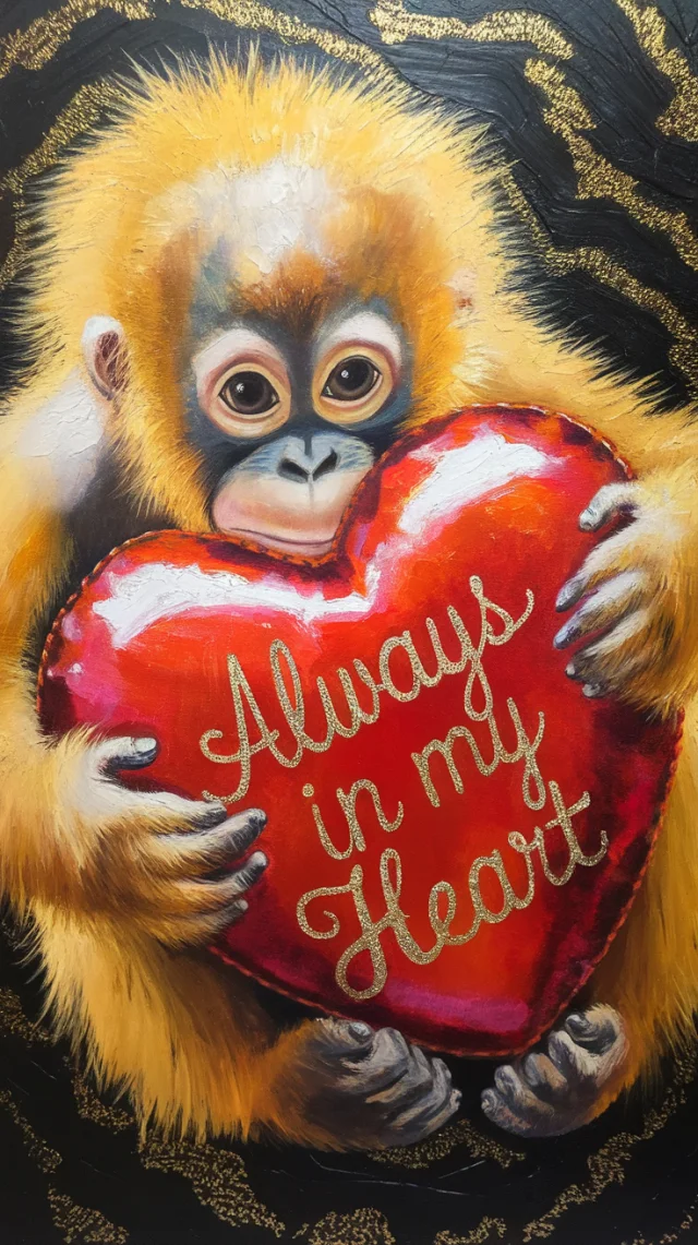Baby Orangutan Heart Art: Ideogram v2a, v2.0, v3.0 Test - v2.0 - Image 4