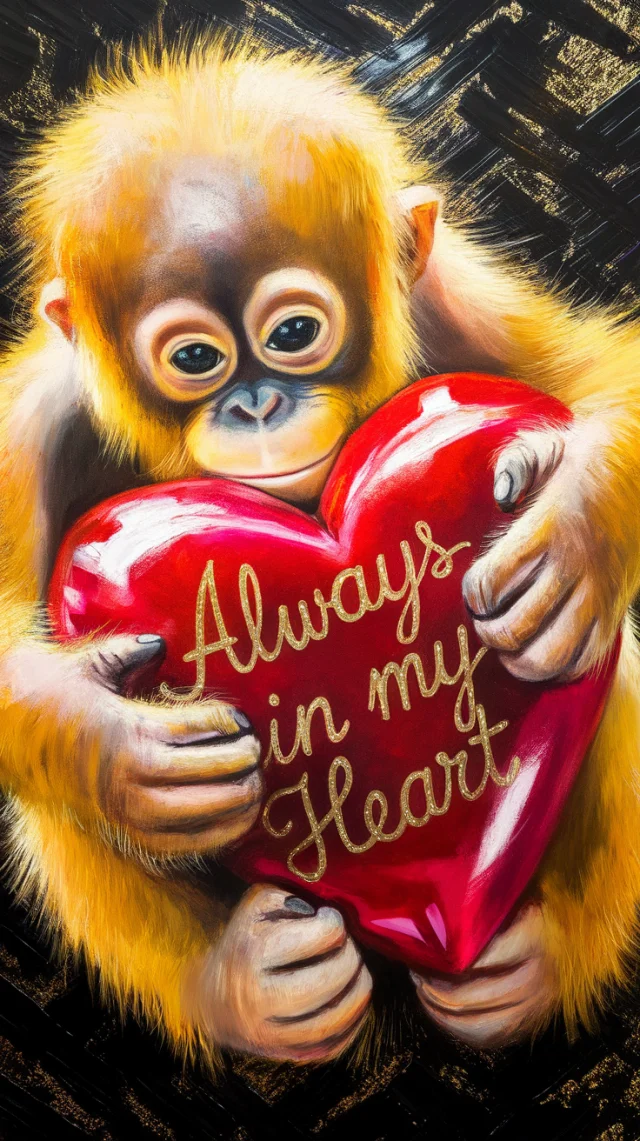 Baby Orangutan Heart Art: Ideogram v2a, v2.0, v3.0 Test - v2.0 - Image 3