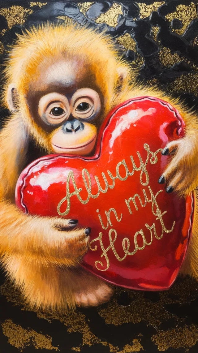 Baby Orangutan Heart Art: Ideogram v2a, v2.0, v3.0 Test - v2.0 - Image 2