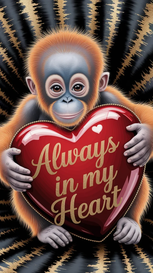 Baby Orangutan Heart Art: Ideogram v2a, v2.0, v3.0 Test - v2a - Image 4