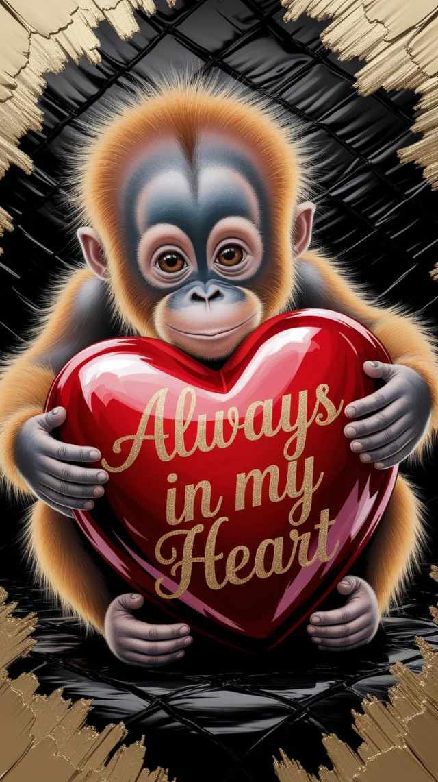 Baby Orangutan Heart Art: Ideogram v2a, v2.0, v3.0 Test - v2a - Image 3