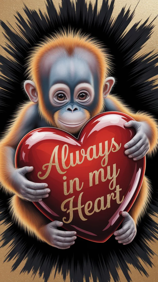 Baby Orangutan Heart Art: Ideogram v2a, v2.0, v3.0 Test - v2a - Image 1
