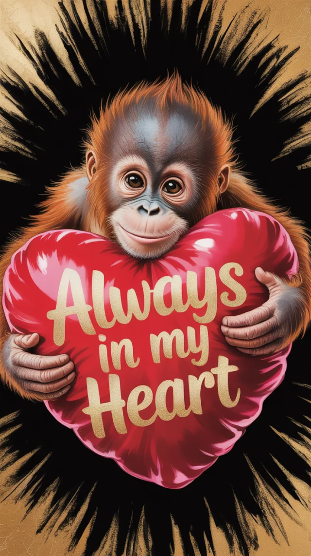 Baby Orangutan Heart Art: Ideogram v2a, v2.0, v3.0 Test - v3.0 - Image 3