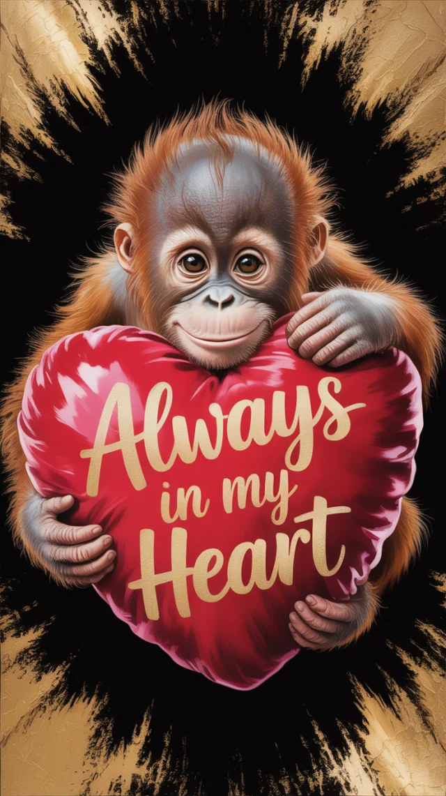 Baby Orangutan Heart Art: Ideogram v2a, v2.0, v3.0 Test - v3.0 - Image 4