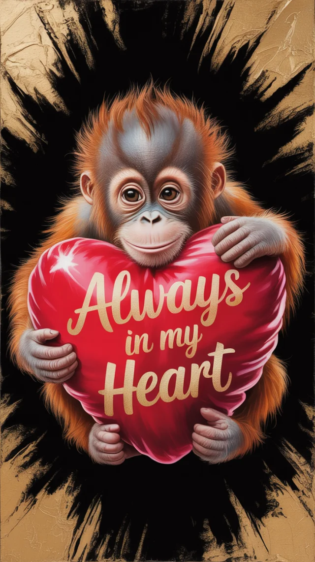 Baby Orangutan Heart Art: Ideogram v2a, v2.0, v3.0 Test - v3.0 - Image 1