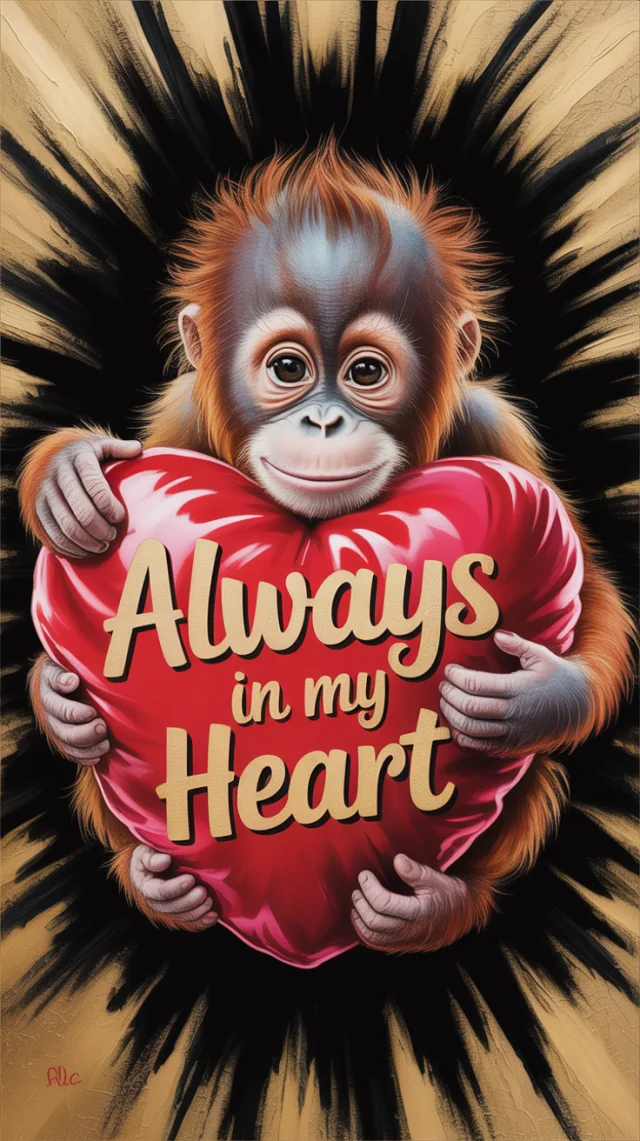 Baby Orangutan Heart Art: Ideogram v2a, v2.0, v3.0 Test - v3.0 - Image 2