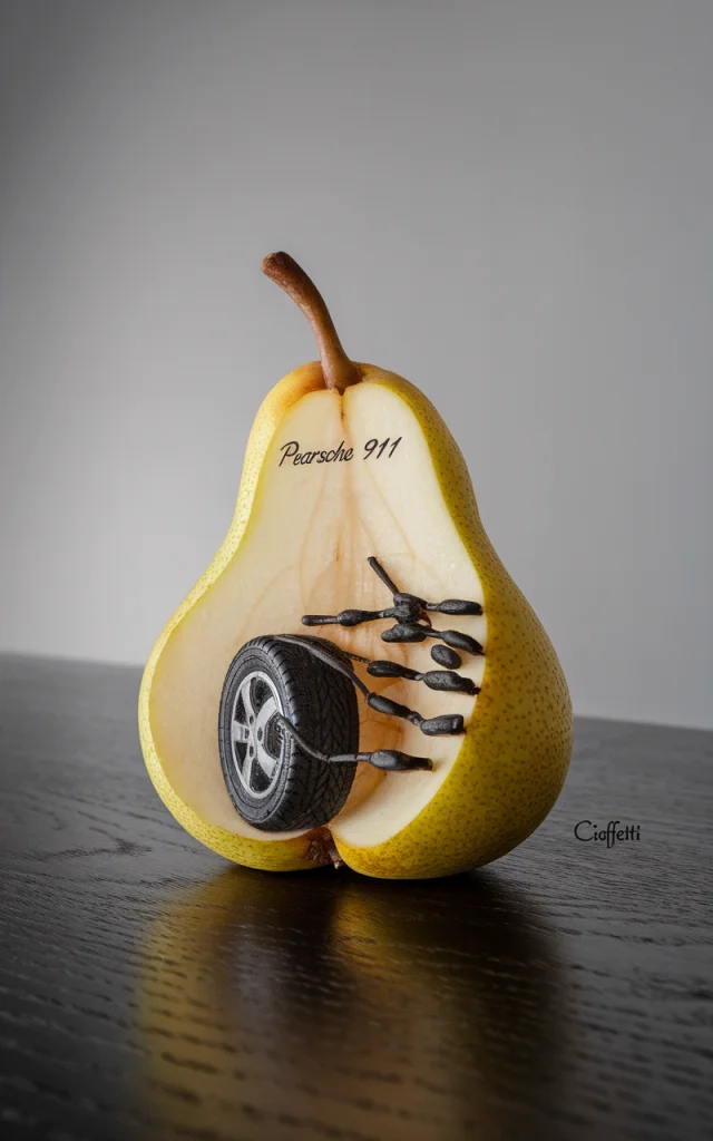 Pear Carved Porsche 911 AI Art: Ideogram Version Test - v2.0 - Image 3