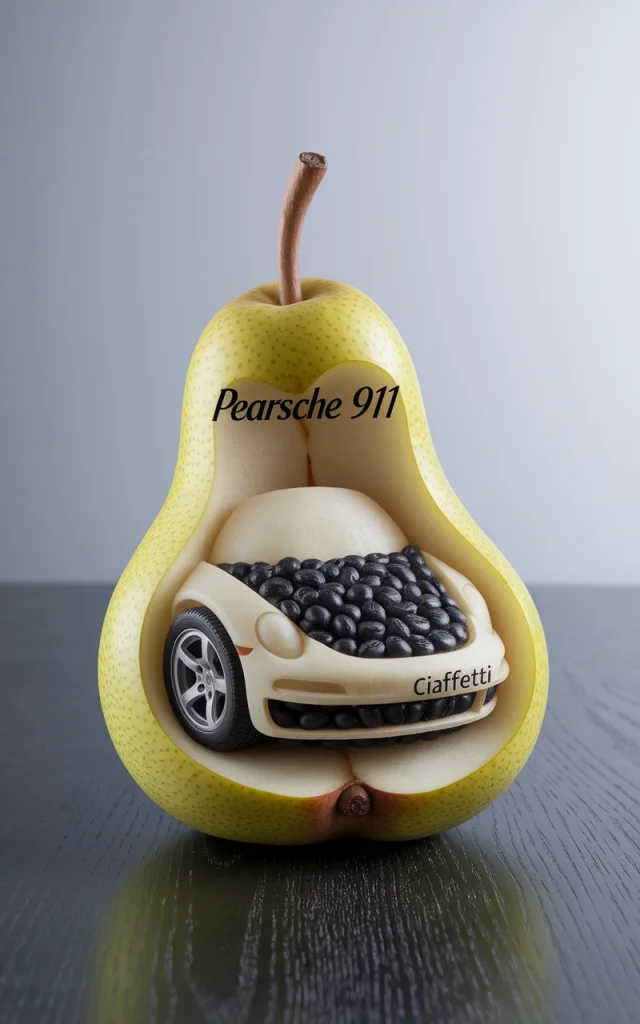 Pear Carved Porsche 911 AI Art: Ideogram Version Test - v2a - Image 4