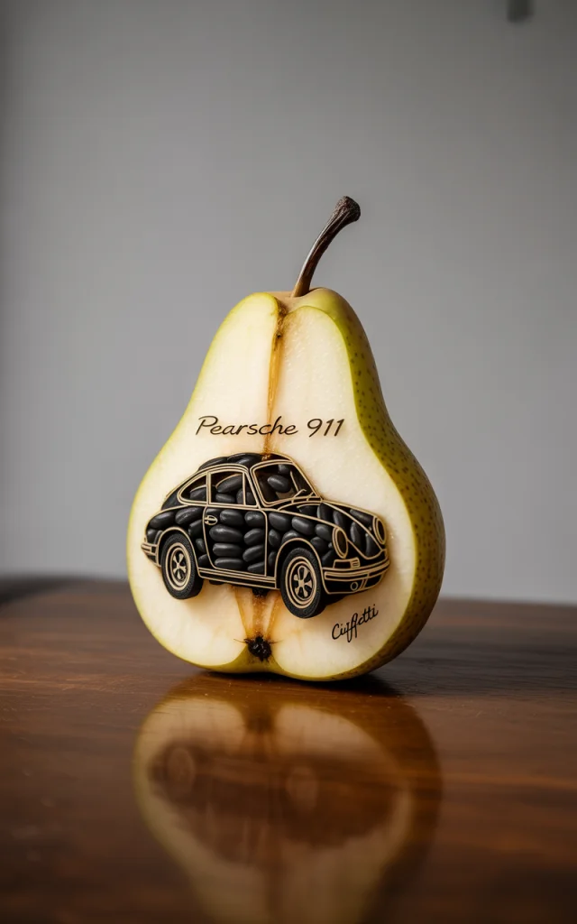 Pear Carved Porsche 911 AI Art: Ideogram Version Test - v3.0 - Image 3
