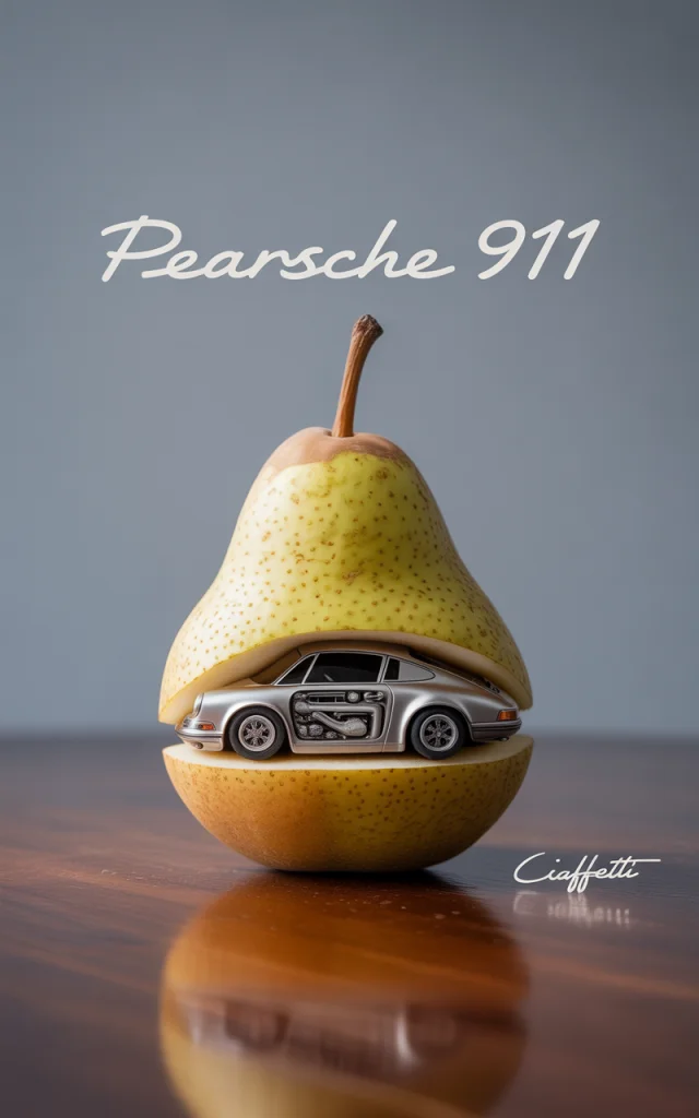 Pear Carved Porsche 911 AI Art: Ideogram Version Test - v3.0 - Image 1