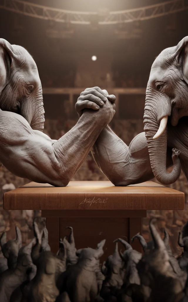 Surreal Elephant Arm Wrestling 3D Art: Ideogram Test - v2.0 - Image 3