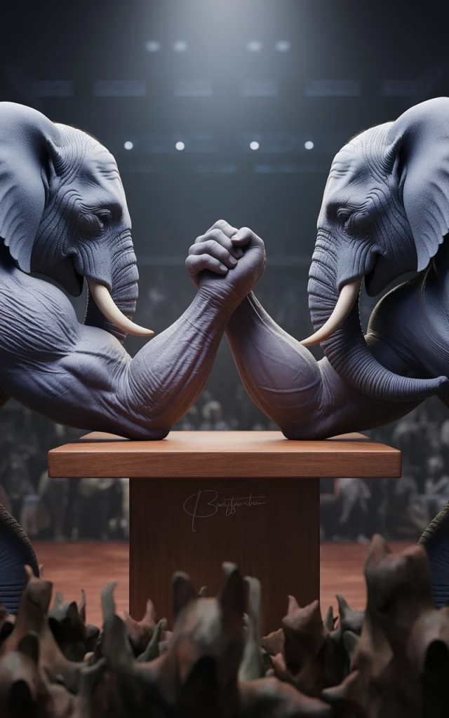 Surreal Elephant Arm Wrestling 3D Art: Ideogram Test - v2a - Image 4
