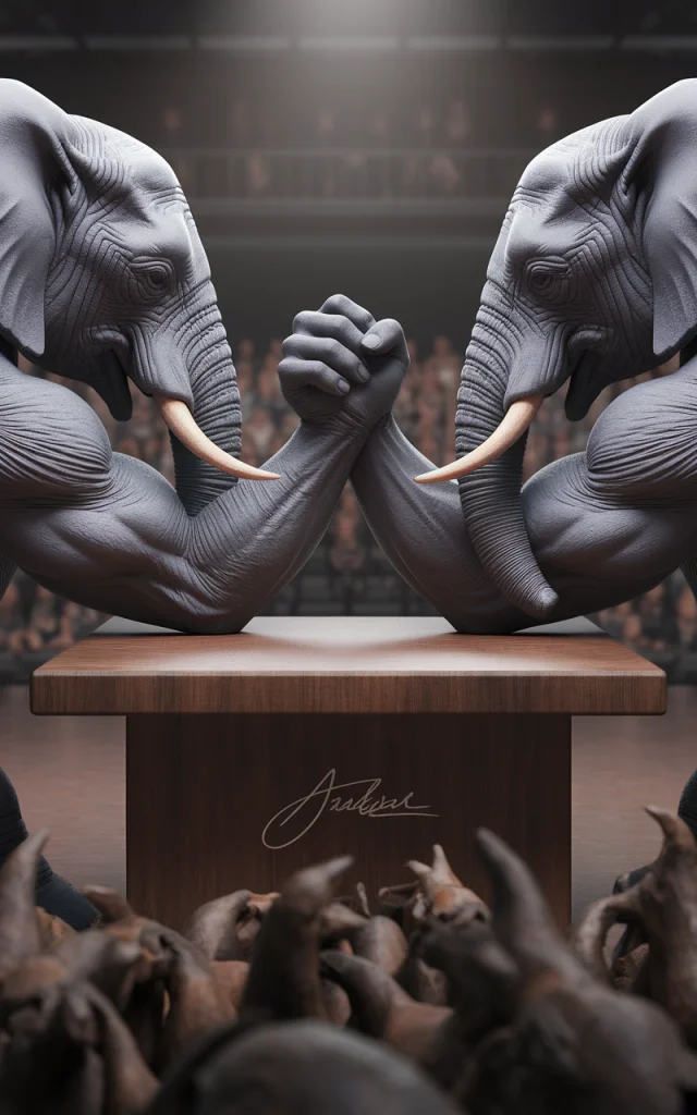 Surreal Elephant Arm Wrestling 3D Art: Ideogram Test - v2a - Image 3
