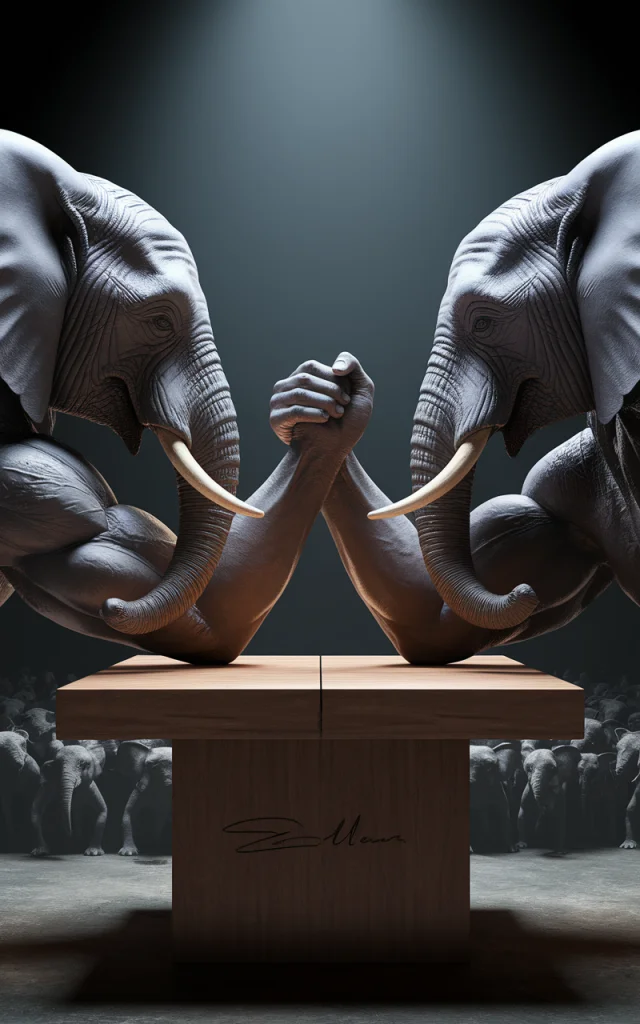 Surreal Elephant Arm Wrestling 3D Art: Ideogram Test - v2a - Image 2