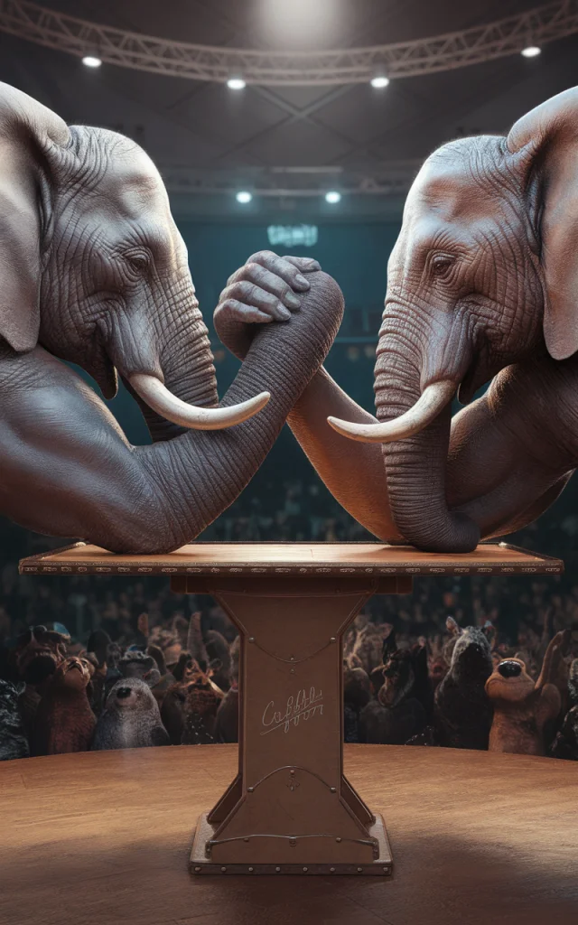 Elephant Arm Wrestling AI Art: Ideogram v2a, v2, v3 Review - v2.0 - Image 1
