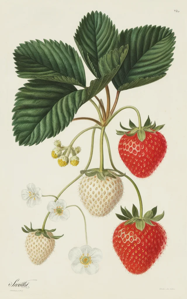 AI-Generated Hyperrealistic Strawberry Botanical Illustration - v2.0 - Image 2