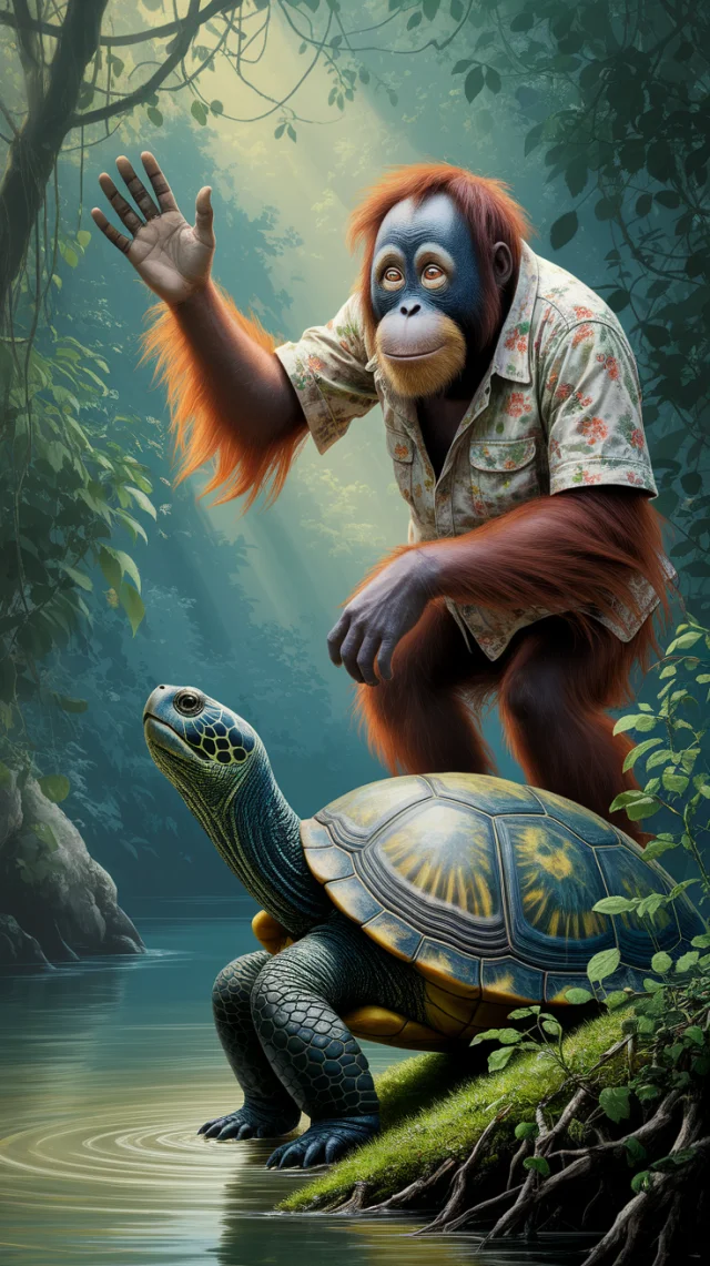 Ideogram Orangutan Turtle Painting: Version Comparison - v2a - Image 2