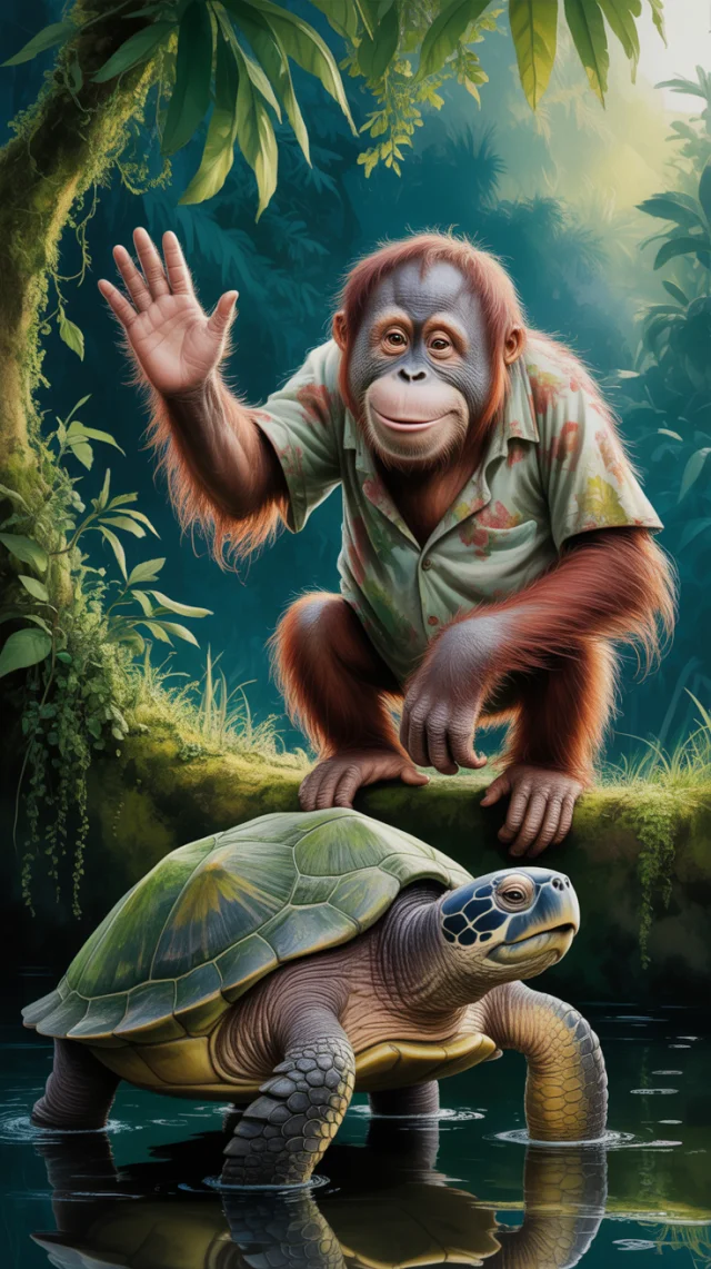 Ideogram Orangutan Turtle Painting: Version Comparison - v3.0 - Image 2