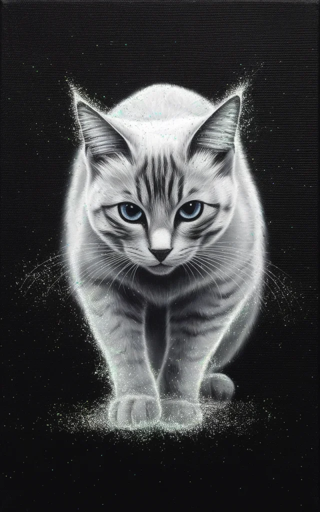 Ideogram: Minimalist Glitter Cat Art Version Comparison - v2.0 - Image 3