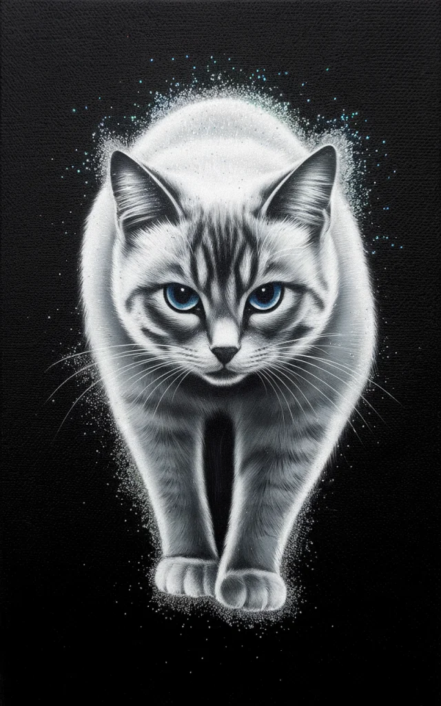 Ideogram: Minimalist Glitter Cat Art Version Comparison - v2.0 - Image 1