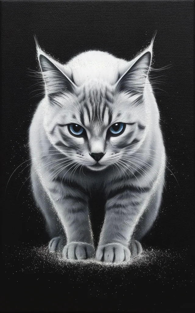 Ideogram: Minimalist Glitter Cat Art Version Comparison - v2.0 - Image 2