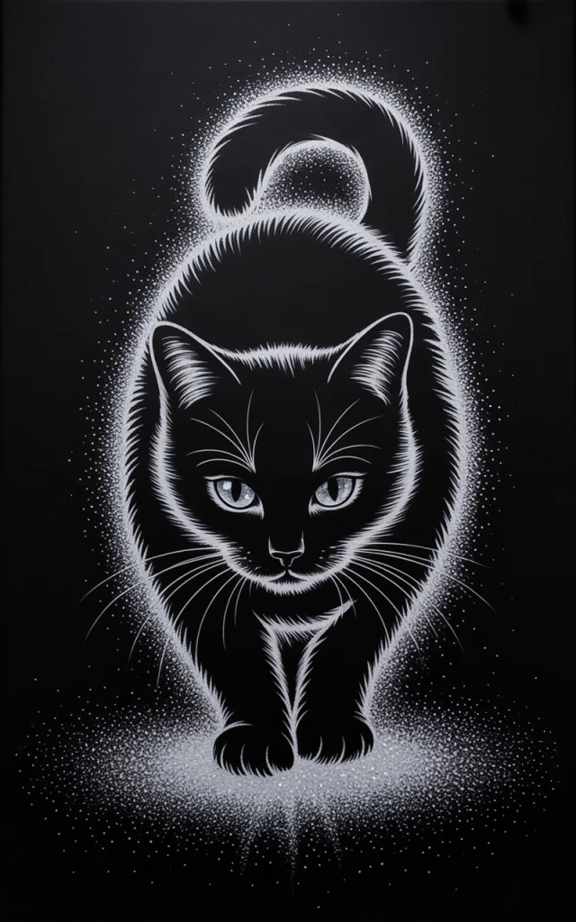 Ideogram: Minimalist Glitter Cat Art Version Comparison - v3.0 - Image 4
