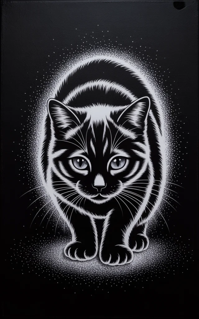 Ideogram: Minimalist Glitter Cat Art Version Comparison - v3.0 - Image 1