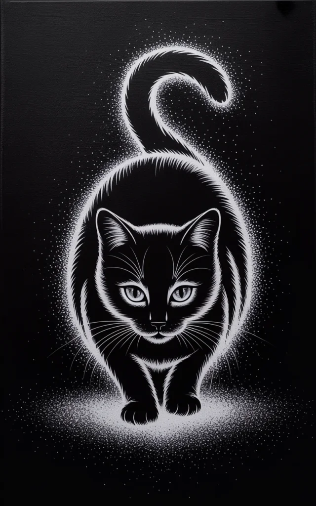 Ideogram: Minimalist Glitter Cat Art Version Comparison - v3.0 - Image 2