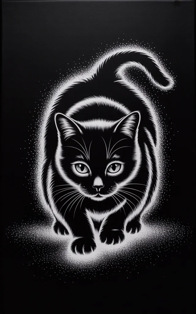 Ideogram: Minimalist Glitter Cat Art Version Comparison - v3.0 - Image 3