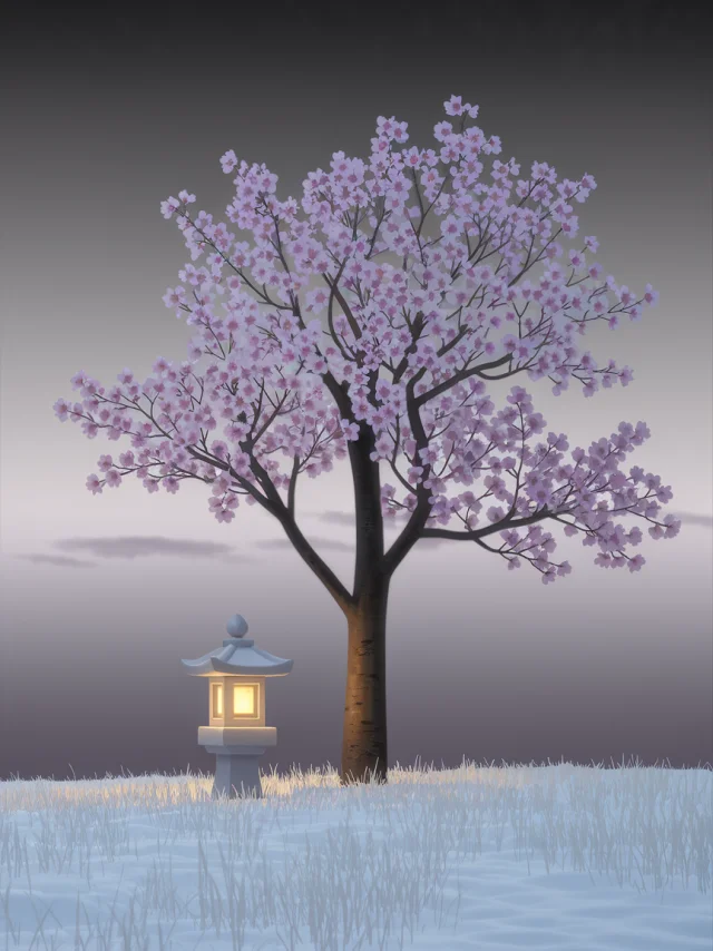 Ideogram’s Tranquil Cherry Blossom Snow Scene Renderings - v2a - Image 3